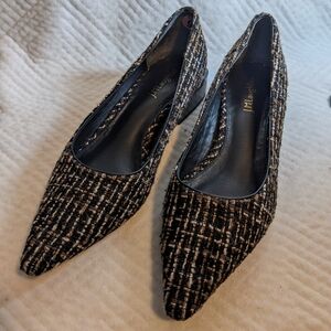 J Mclaughlin Size 9 Tweed Pointed Toe Block Heels Shoes